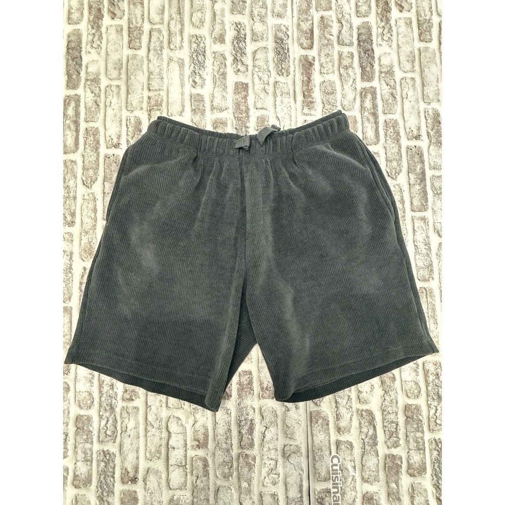 Negative Space Corduroy Shorts Elastic Waist Drawstring Charcoal Gray Men's S